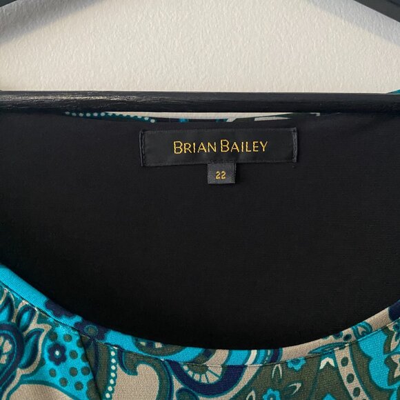 Brian Bailey Blue Paisley Print Front Tie Long Sleeve Round Neck Dress - Picture 3 of 11